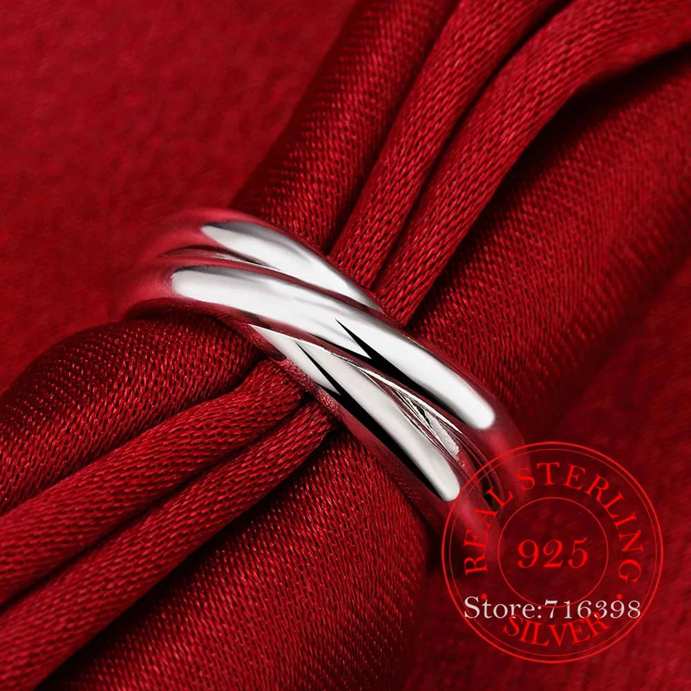 925 Sterling Silver Jewelry Three Circles Couple's Wedding Silver Rings for Women Men New Beautiful Fashion Anel De Prata Bijoux