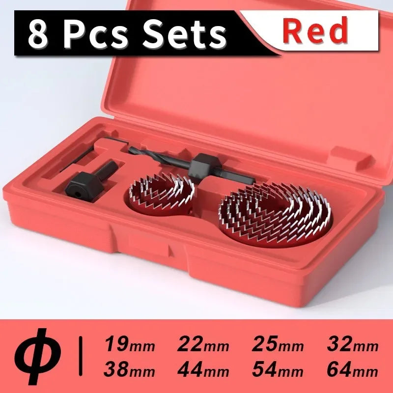 8PCS Hole Saw Kit 19-64mm, Bi-Metal Woodworking Hole Cutter for Drill - Drywall, Recessed Lights, Wood & Plastic Cutting