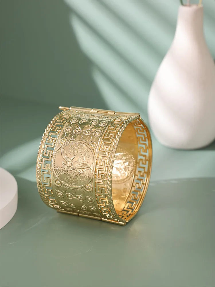 Arabic Bride Bracelet Gold Plated Bangel Coin Big Size Bracelet Algerian Traditional Jewelry Wedding Dress Accessories