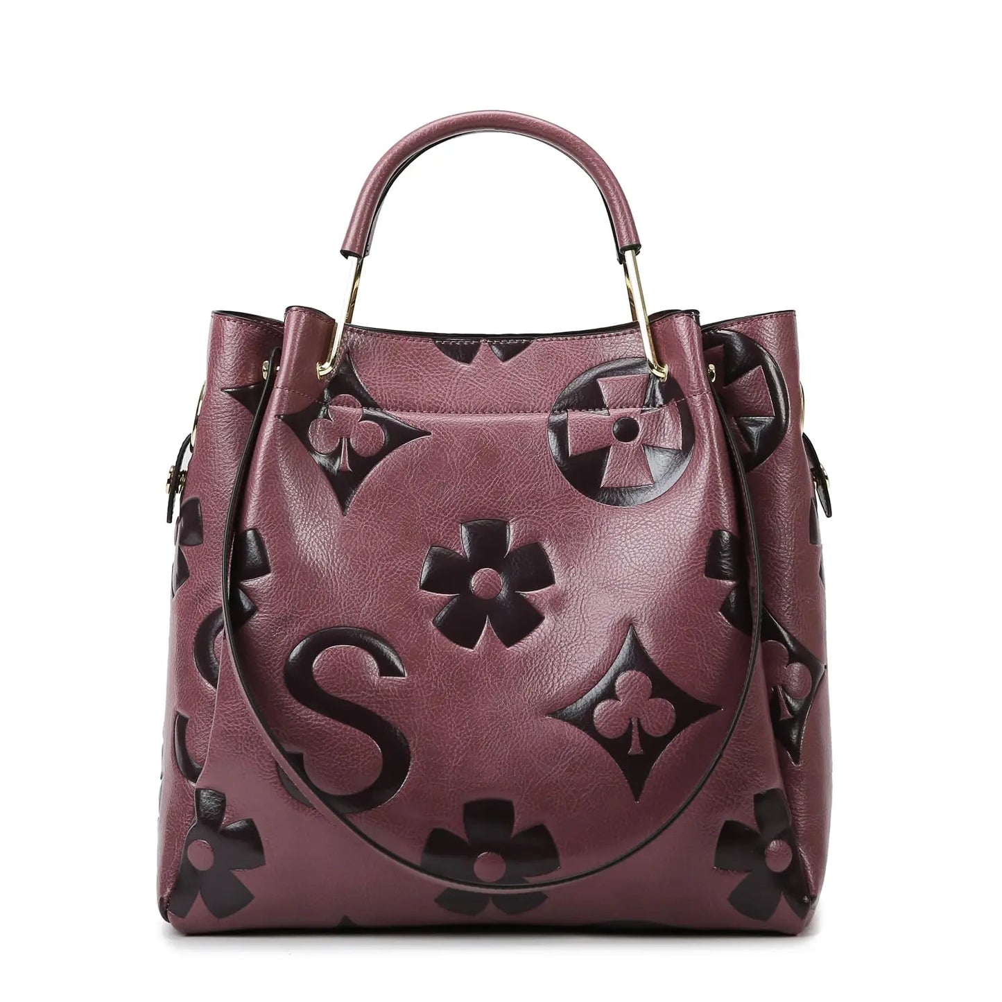 Women's Top-handle Handbags Large Shoulder Bag Embossed Leather Top Handle Handbag Set Ladies Bucket Hobo Tote For Work Travel