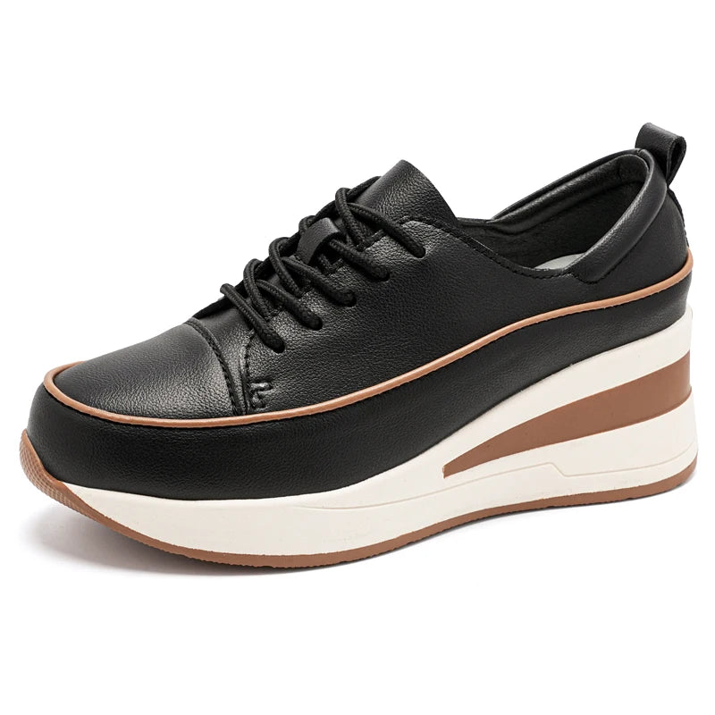 Four Seasons New Style Wedge Heel Height-Increasing Casual Women's Shoes, Versatile Thick-Soled Women's Non-Slip Single Shoes for Spring and Autumn, White Shoes