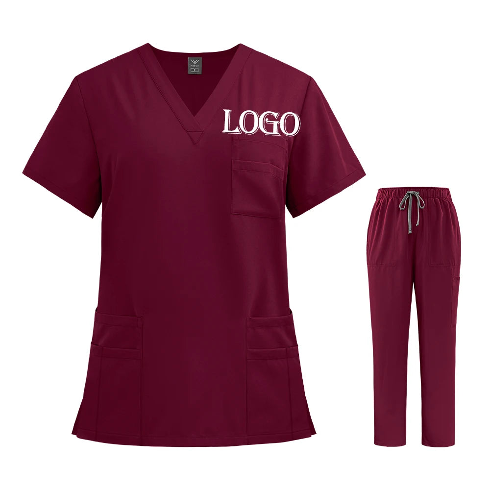 Elastic Scrubs Set Hospital Surgical Scrubs Tops Pants Nurse Nursing Workwear Doctors Clothes Medical Accessories Uniform Unisex