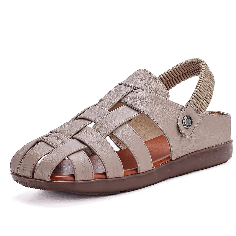 Women's Sandals - Completely Redesigned in 2026 Premium Leather Roman-style Women's Sandals - Flat Rubber Heel - Designer Model