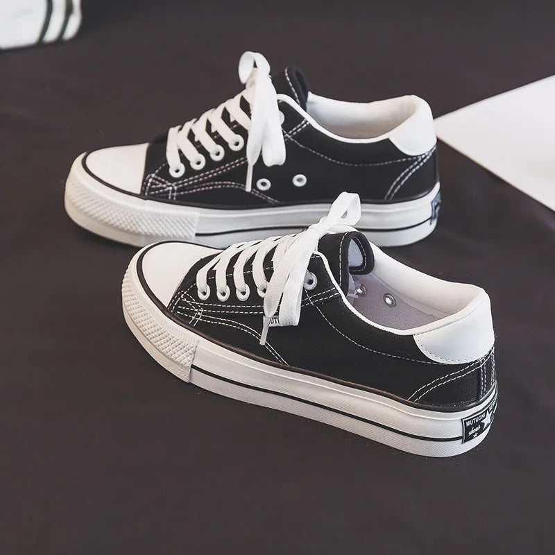 Women's Shoes Canvas Shoes Spring Thick Soled Height Increasing Sneakers Trendy Versatile Board Shoe Student Vulcanized Shoe