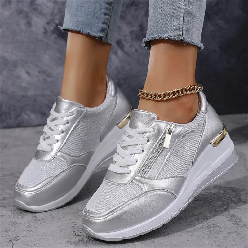 New Women's Wear-resistant Wedge Sneakers Lightweight Female Shoes Womens Vulcanized Shoes Breathable Shoes