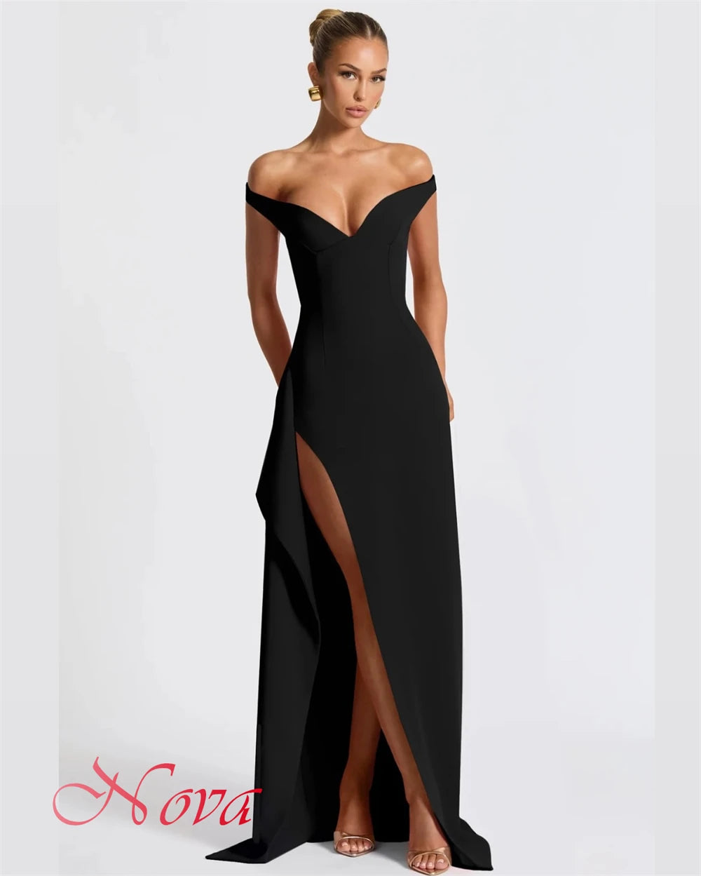 Customized Sexy Black Jersey Homecoming Dresses Elegant Off the Shoulder Evening Gowns High Quality Special Occasion Gowns