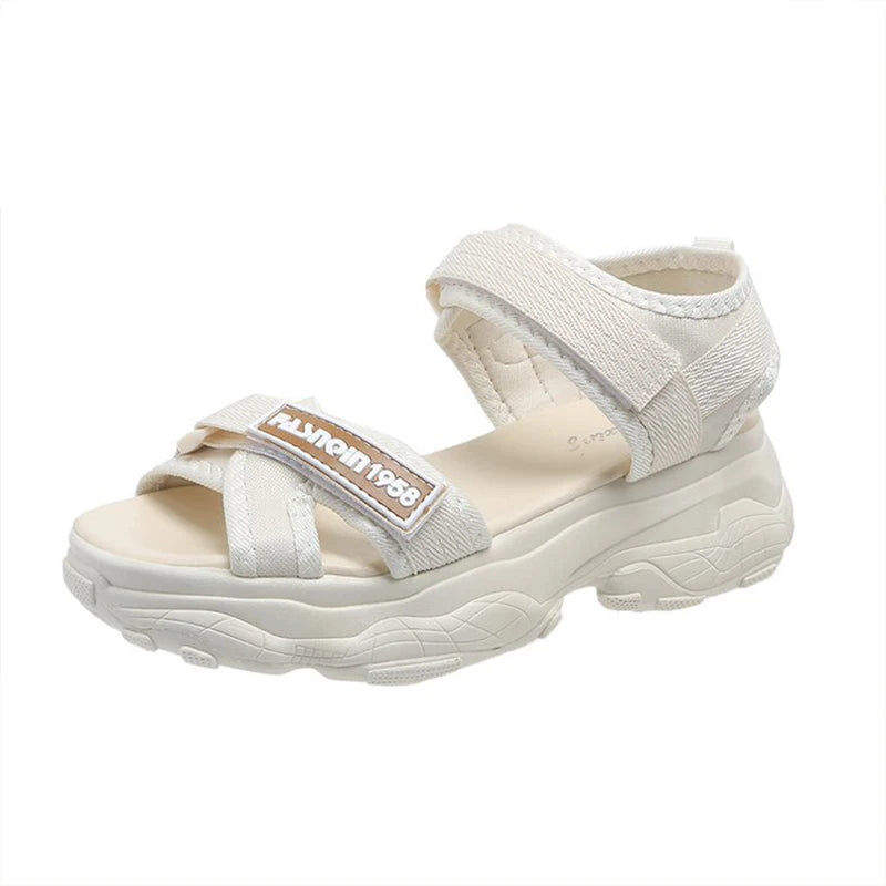 Sports Sandals For Women 2025 Summer New Flat Student Korean Thick-soled Casual Beach Sandals