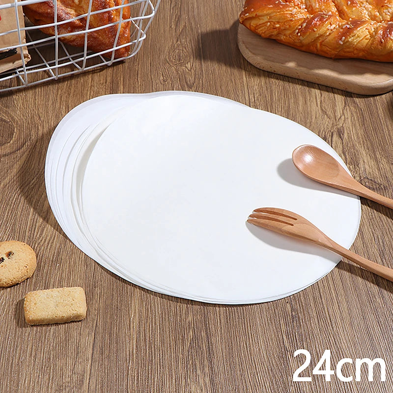 50Pcs Circle Parchment Paper Baking Oiled Paper Multifunction Liner BBQ Oven Patty Hamburger Paper Steamer Liners Baking Tool