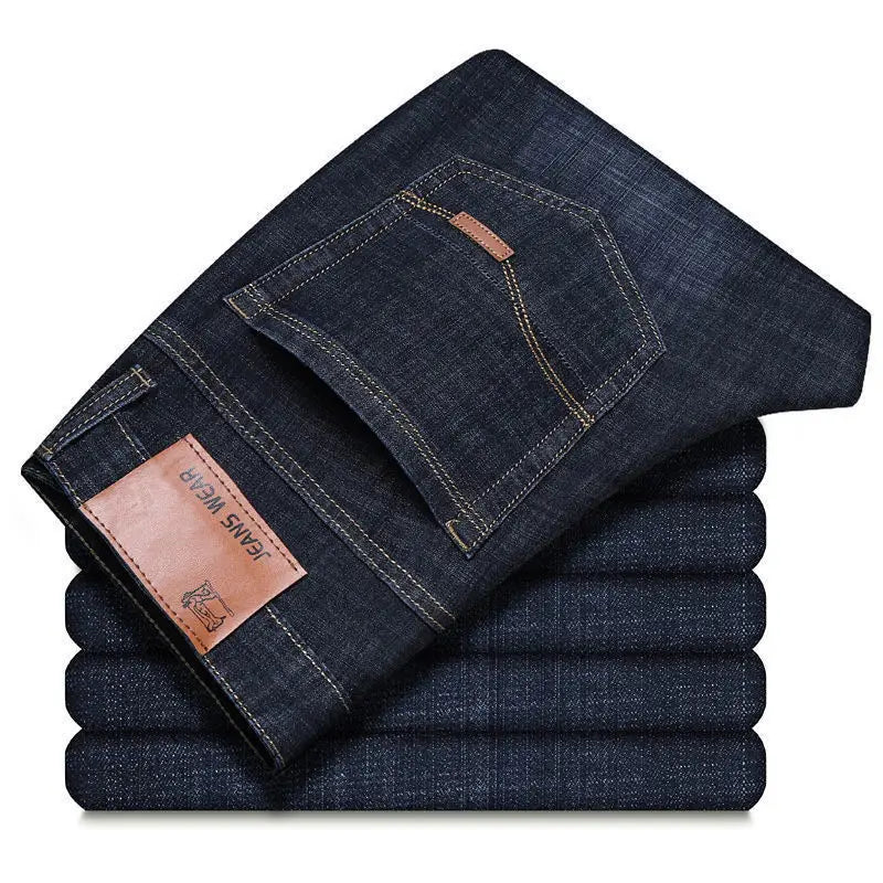 2023 Men NEW Men's Fashion Business Jeans Classic Style Casual Stretch Slim Jean Pants Male Brand Denim Trousers Black Blue Mens