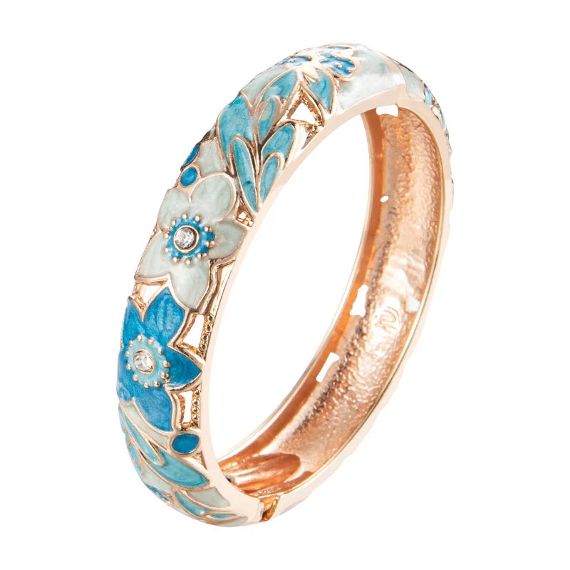 Bangle For Women Double Enamel Bangle Set Cloisonne Women's Jewelry Accessories Indian Style Dubai Trendy Metal Bracelet On Hand
