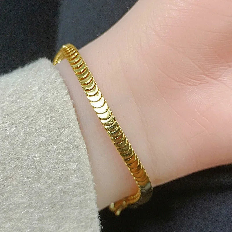 Silver Color Bangles Bracelet for Women Girls Titanium Steel 18K Gold Plated Waterproof Jewelry Luxury Sparkling Zircon Bangles