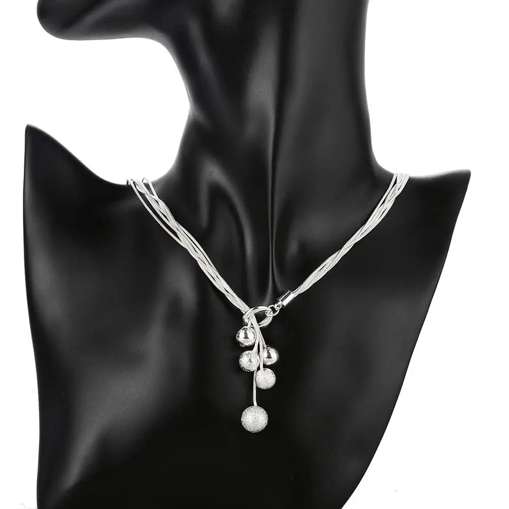 Wholesale Fine Designer 925 Sterling Silver Tassels Beads Bracelets Necklace Earring Jewelry Set Fashion Party Wedding Gift