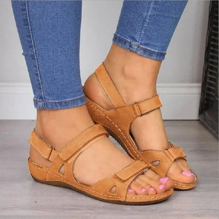 Shoes for Women 2024 Summer Women's Fish-mouth Sandals Breathable Flat Wedge Heel Open-toe Casual Daily Sandals Comfortable