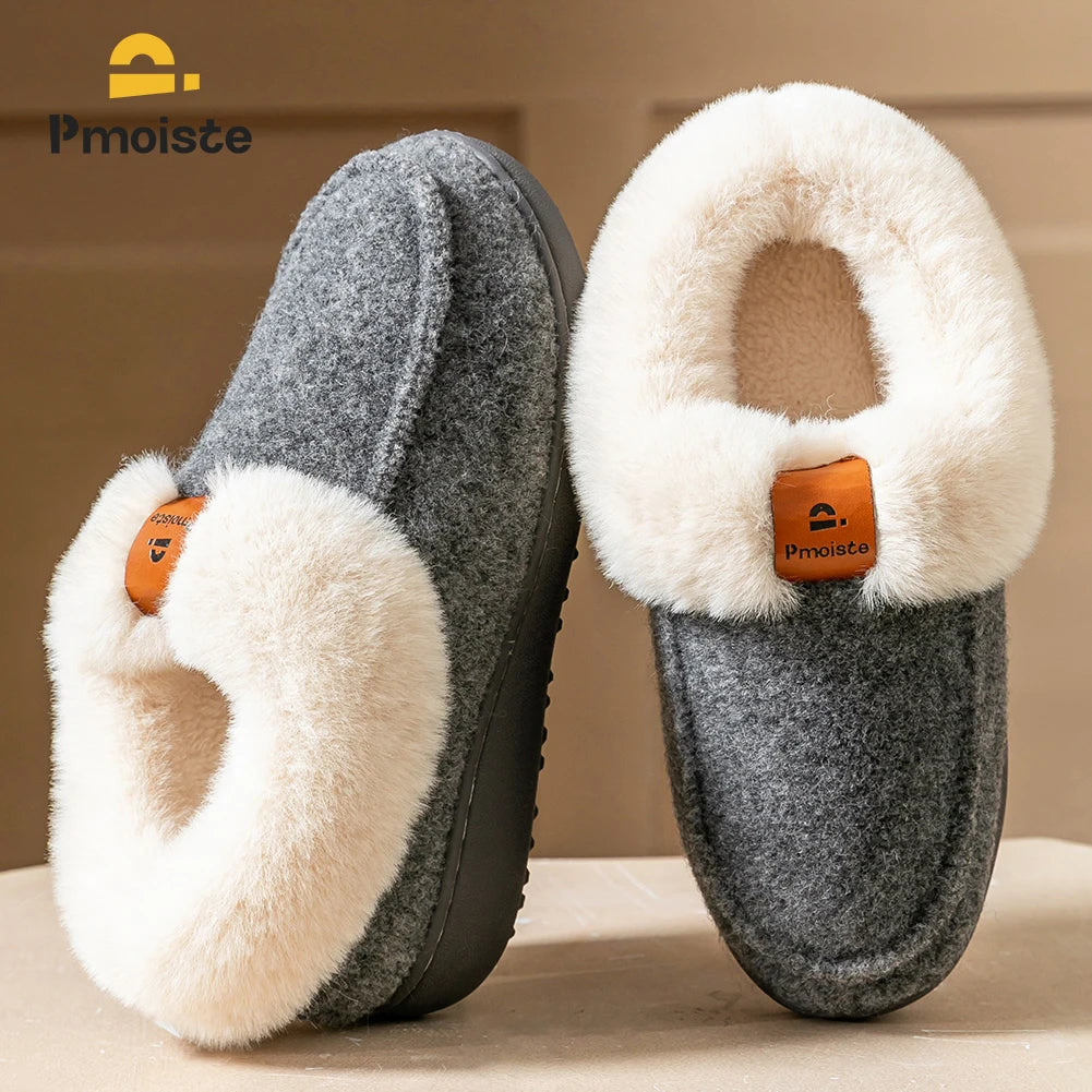 Platform Slippers Women Wedge Memory Foam TPR Non Slip Sole Warm Fuzzy Winter Durable Bedroom Shoes Cozy Comfort