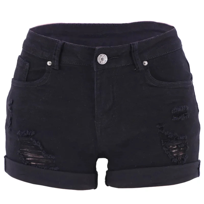 Denim Jeans Women Denim Shorts Stretch Skinny Ripped Hole Bodycon Slim Low Waist Jegging Leisure Sexy Trousers Shorts Streetwear