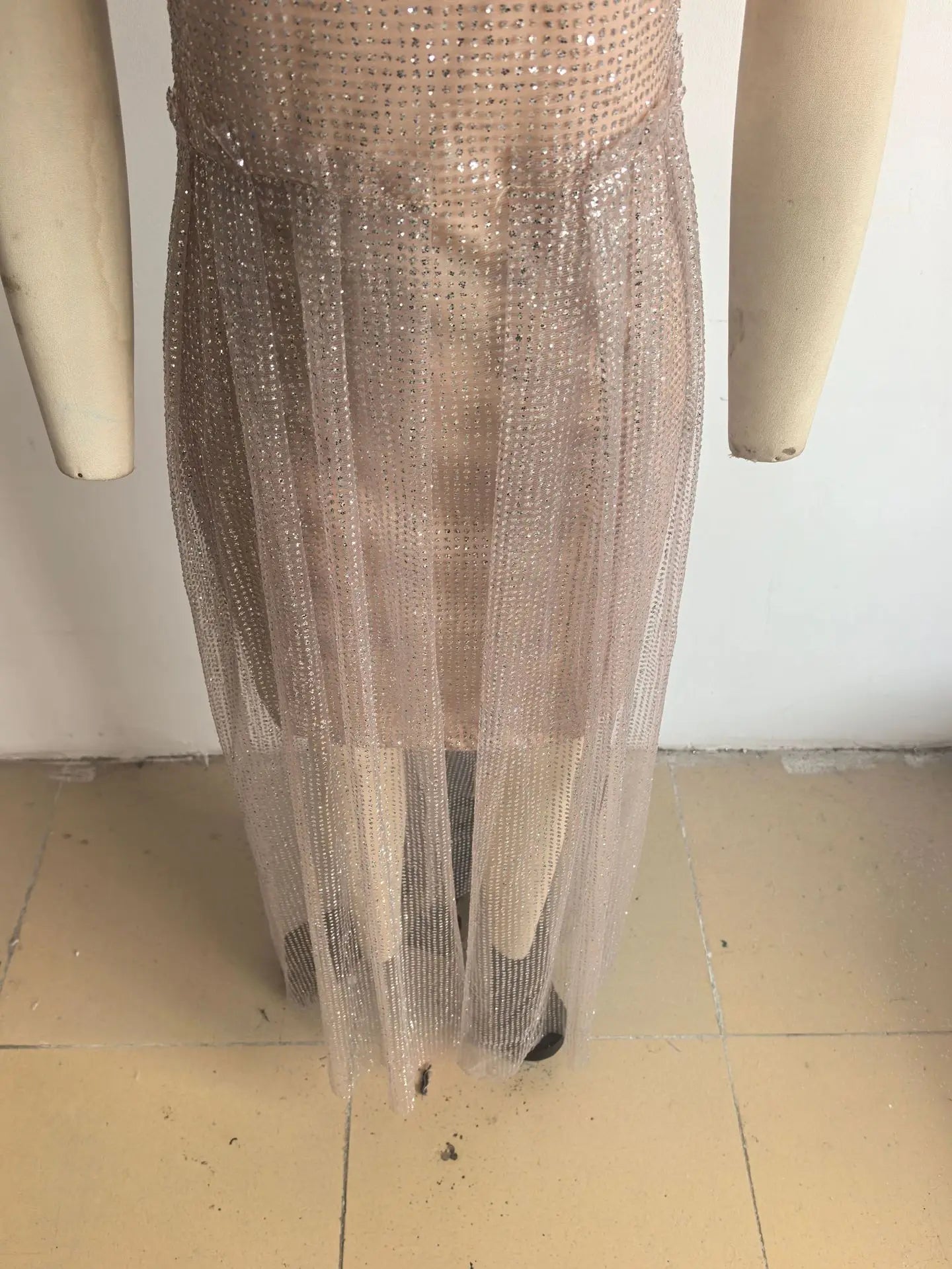 Women's Sequined Evening Gown Sexy Slit Dress Party Party Officially High-end Sleeveless Summer Wedding Dresses Plavky Birthday