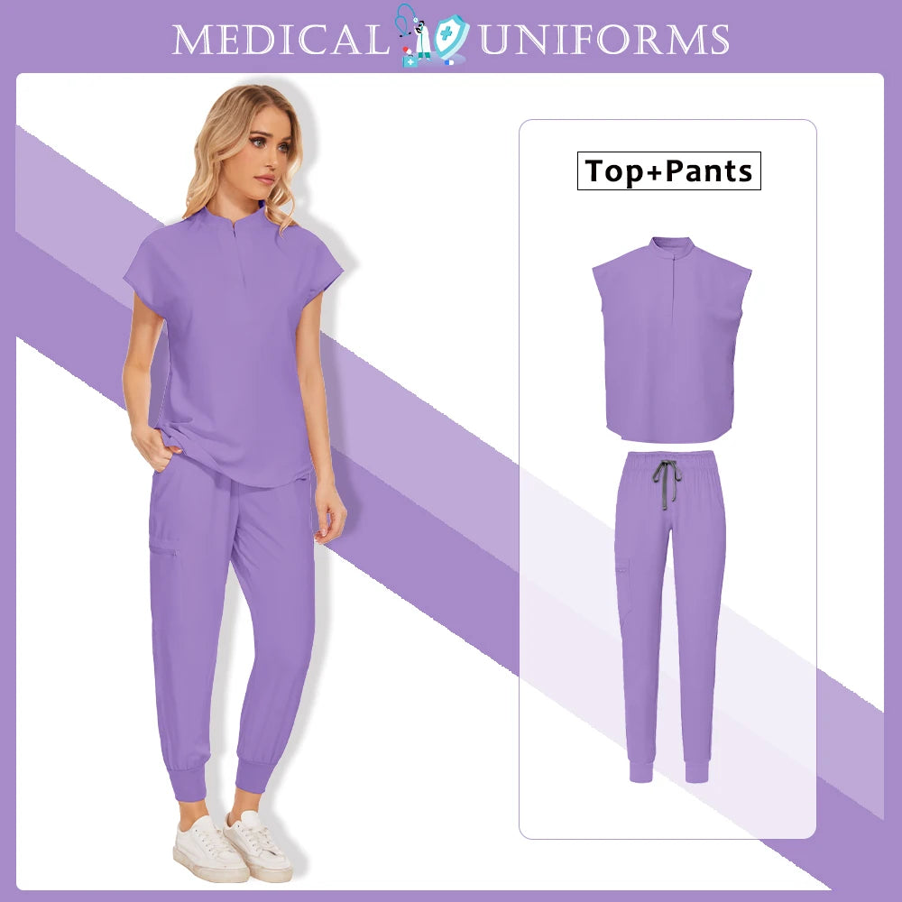 Scrubs Clinical Uniforms Woman Hospital Work Clothes Dental Clinical Workwear Joggers Pants Suit Medical 2 Piece Set Beauty Wear