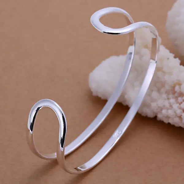 High quality 925 Sterling silver Double line bangle For Man Women adjustable Bracelet fashion party wedding streetwear Jewelry
