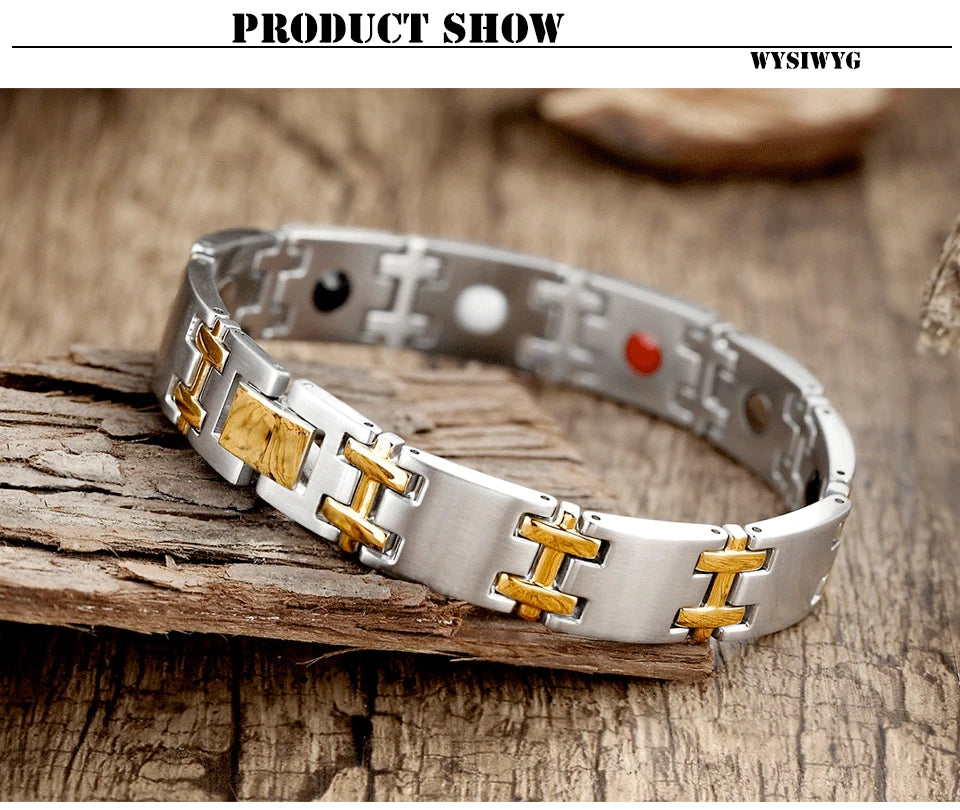 Magnetic Bangle Men's Woman 316L Stainless Steel 4 Health Care Elements Golden Hand Chain For Male Female Festival Hand jewelry