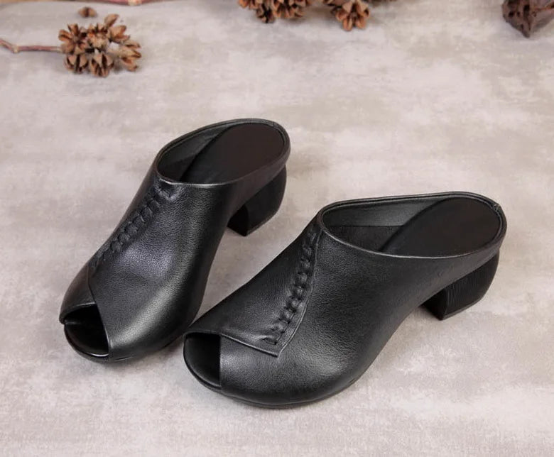 Original Design Women Sandals 2021,Fashion Summer Mid Heels,Peep toe Slippers Shoes,Microfiber Leather,BLACK,BROWN,Dropshipping