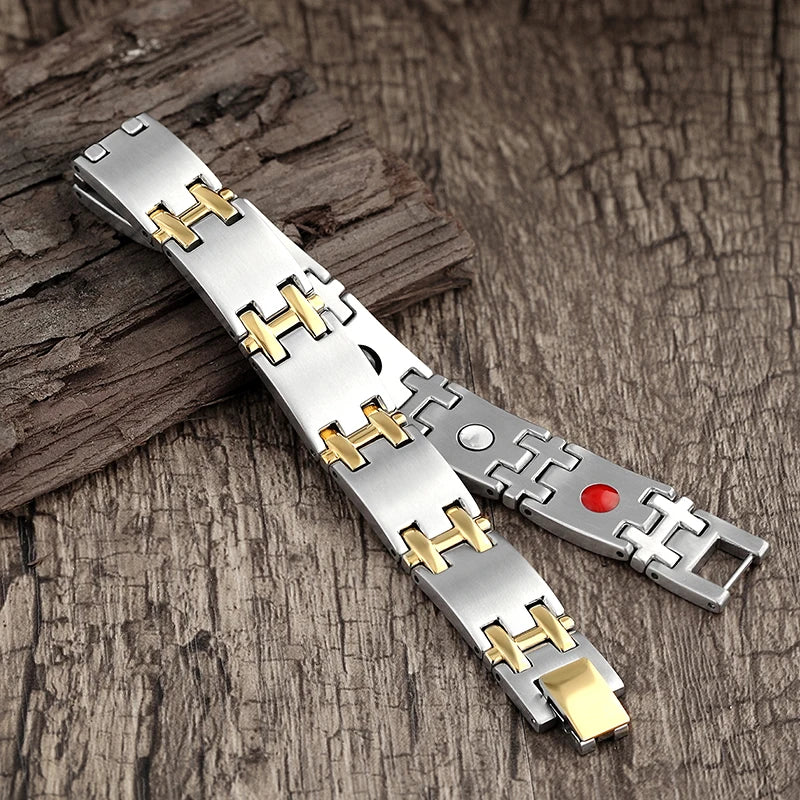 Magnetic Bangle Men's Woman 316L Stainless Steel 4 Health Care Elements Golden Hand Chain For Male Female Festival Hand jewelry