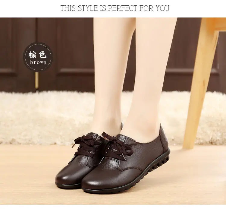 Brand Shoes for Women 2025 Spring Wedge Loafers Female Black Genuine Leather Flats ladies Office Nurse Shoes Mom Casual Sneakers