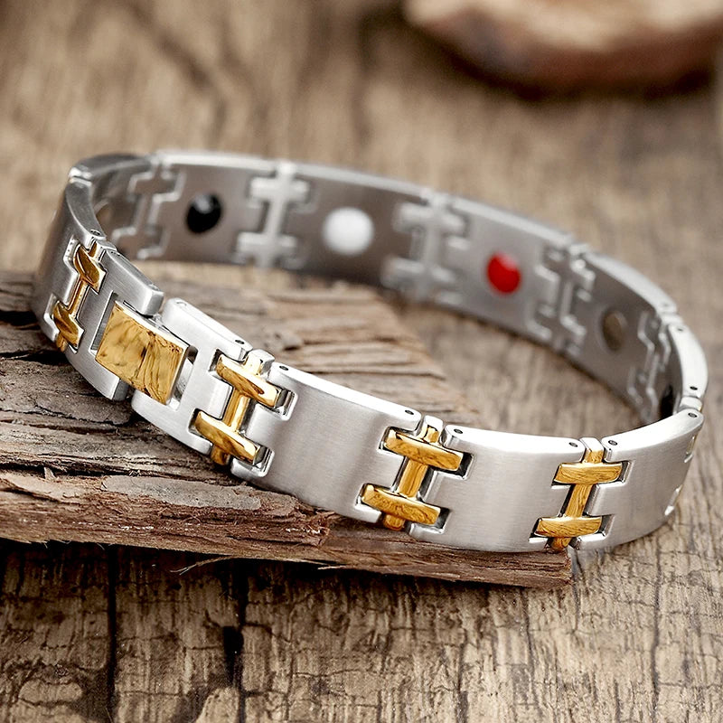 Magnetic Bangle Men's Woman 316L Stainless Steel 4 Health Care Elements Golden Hand Chain For Male Female Festival Hand jewelry