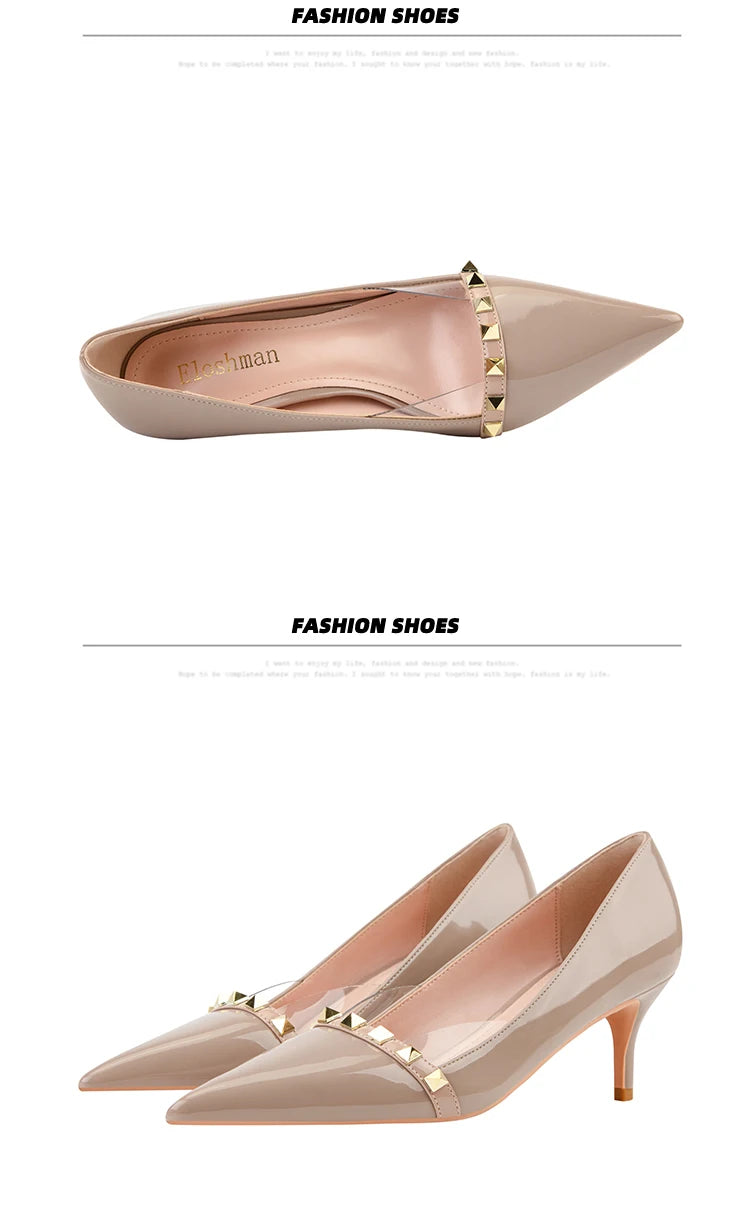 NEW Shoes Women 2025 Summer High Heels Basic Office ladies Shoe Rivet Pumps Sexy Female Heels Fashion Retro Zapatos De Mujer