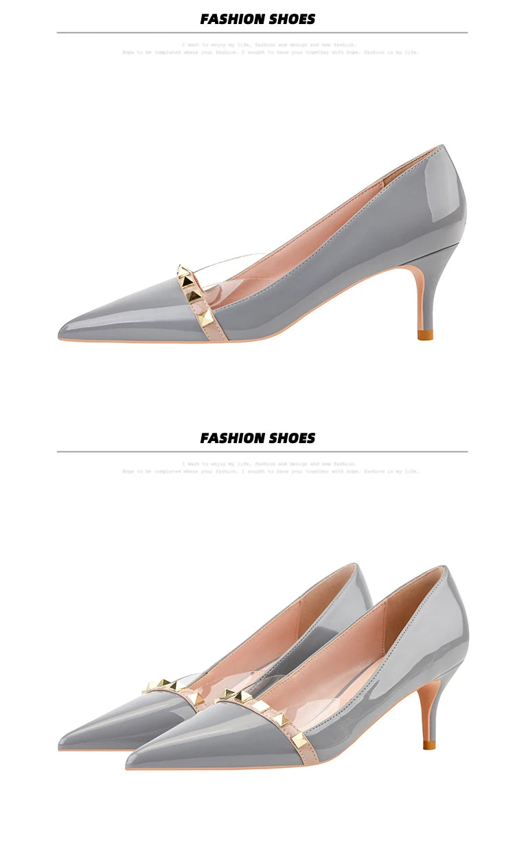 NEW Shoes Women 2025 Summer High Heels Basic Office ladies Shoe Rivet Pumps Sexy Female Heels Fashion Retro Zapatos De Mujer