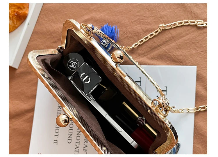 Fashion Vintage Fringe Bag Small Shell Bags Chain Women Shoulder Crossbody Bag Crane Flying Women's Handbags Purses