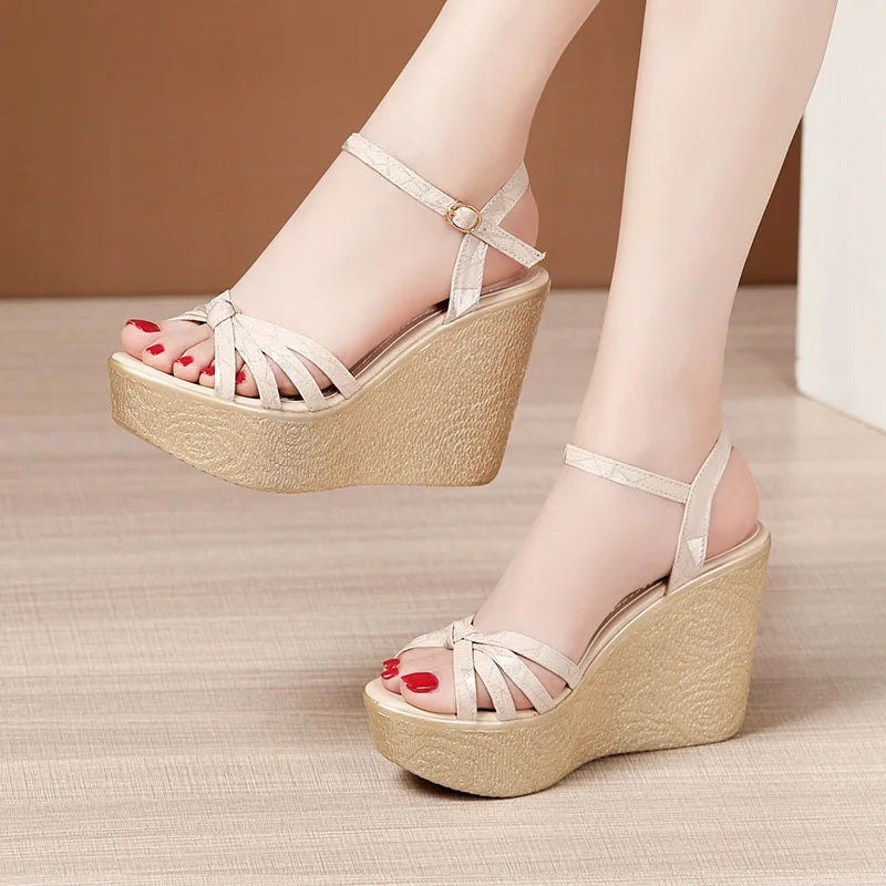 32 35 37 39 41 43 Female Shoes Sandal Summer Elegant Woman Shoes Dress 11CM Wedges Sandal 2022 Women Platform Ladies Beach Shoes
