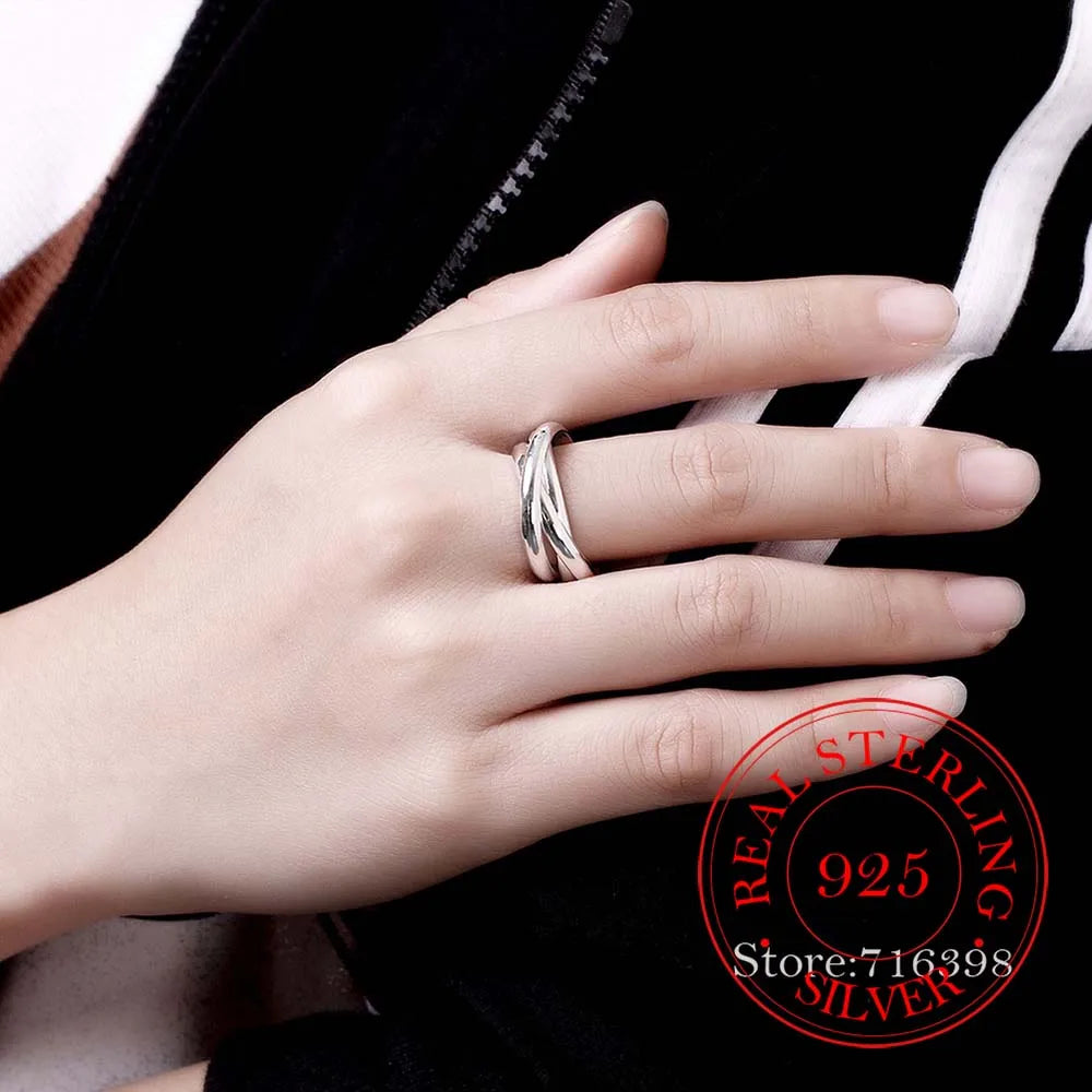 925 Sterling Silver Jewelry Three Circles Couple's Wedding Silver Rings for Women Men New Beautiful Fashion Anel De Prata Bijoux