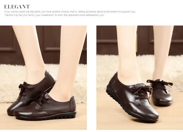 Brand Shoes for Women 2025 Spring Wedge Loafers Female Black Genuine Leather Flats ladies Office Nurse Shoes Mom Casual Sneakers