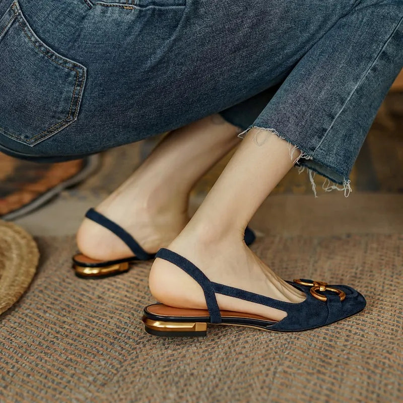 Fashion Women Sandals Elegant Casual Shoes for Woman 2022 Slip On Ladies Flats Office Party Square Heels Sandals Zapatos Mujer