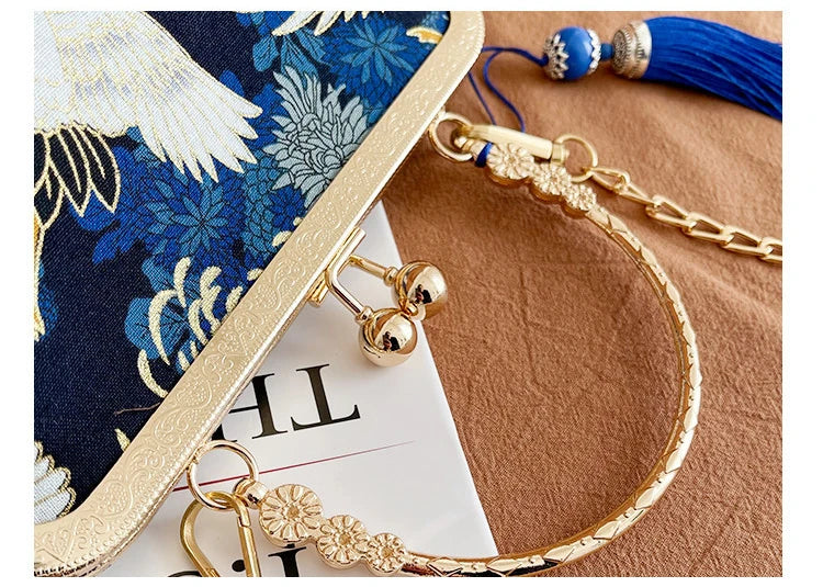 Fashion Vintage Fringe Bag Small Shell Bags Chain Women Shoulder Crossbody Bag Crane Flying Women's Handbags Purses