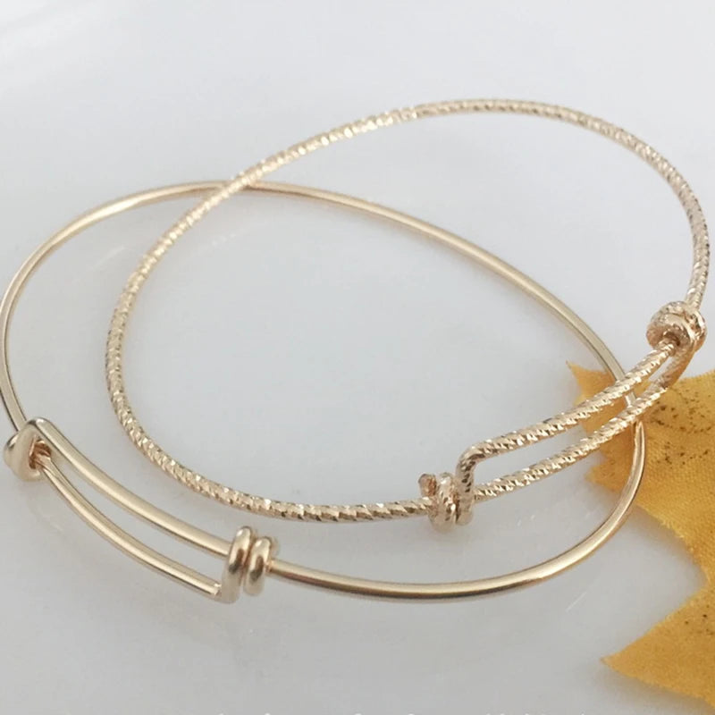 14K Gold Filled Adjustable Bangle Handmade Jewelry Boho Charms Bracelets Vintage Bridesmaid Gift Women Jewelry