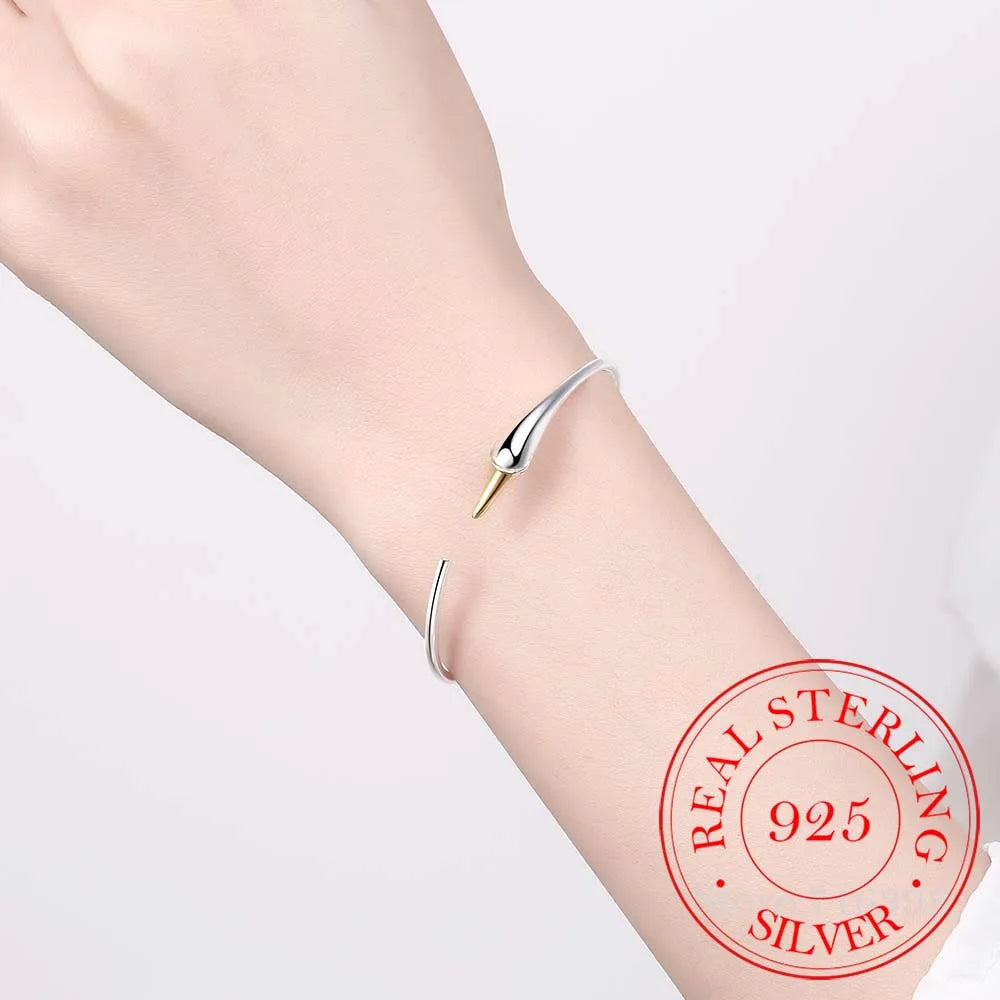 925 Sterling Silver Swan Cuff Bangles Fashionable Simple Adjustable Open Bangles for Women Elegant Festival Jewelry