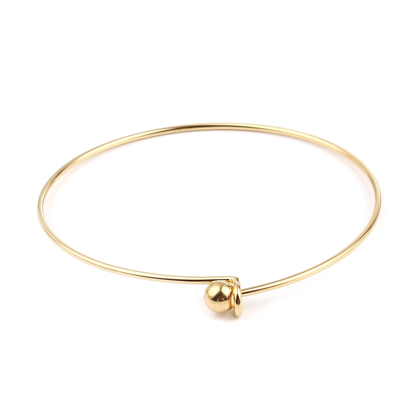 Stainless Steel Bangles Bracelets Circle Ring Gold Color Adjustable 21cm(8 2/8") long For DIY Jewelry Making, 1 Piece