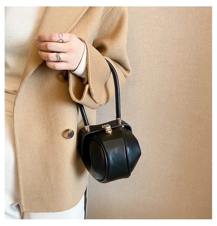 Bowling Spherical Women's Handbag Luxury Brand Designer Hobos Bag Fashion Mini Round Shoulder Bags PU Leather Female Purse
