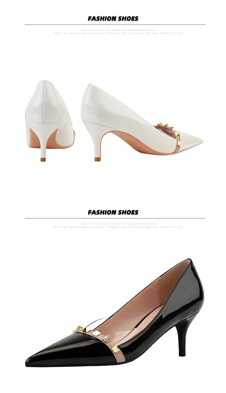 NEW Shoes Women 2025 Summer High Heels Basic Office ladies Shoe Rivet Pumps Sexy Female Heels Fashion Retro Zapatos De Mujer