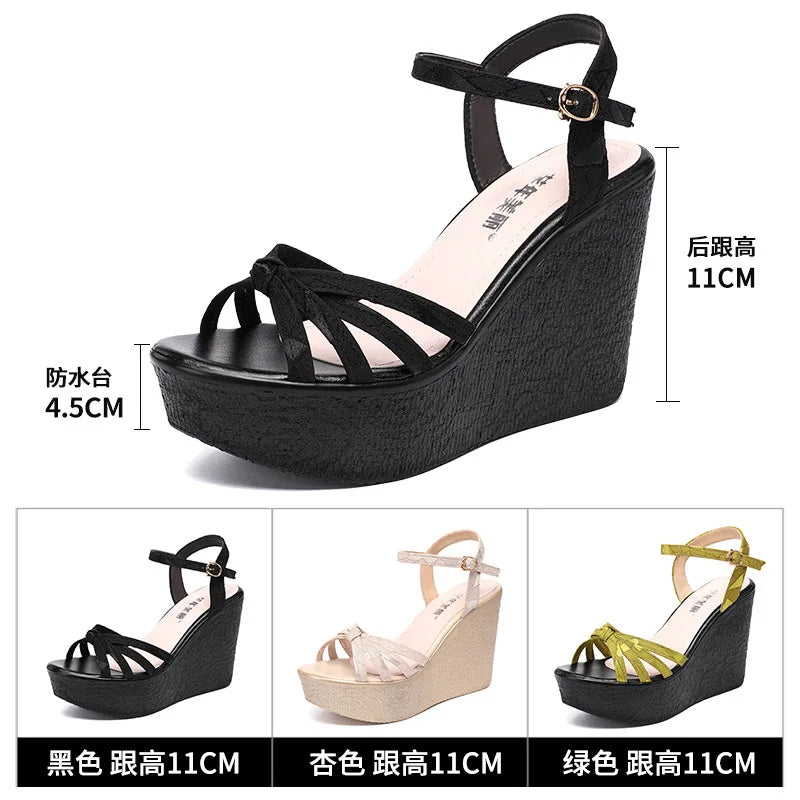 32 35 37 39 41 43 Female Shoes Sandal Summer Elegant Woman Shoes Dress 11CM Wedges Sandal 2022 Women Platform Ladies Beach Shoes