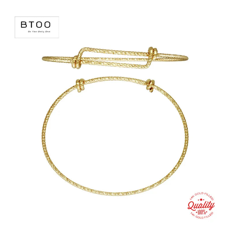 14K Gold Filled Adjustable Bangle Handmade Jewelry Boho Charms Bracelets Vintage Bridesmaid Gift Women Jewelry