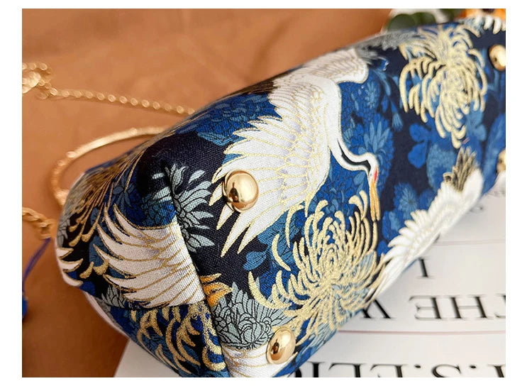 Fashion Vintage Fringe Bag Small Shell Bags Chain Women Shoulder Crossbody Bag Crane Flying Women's Handbags Purses