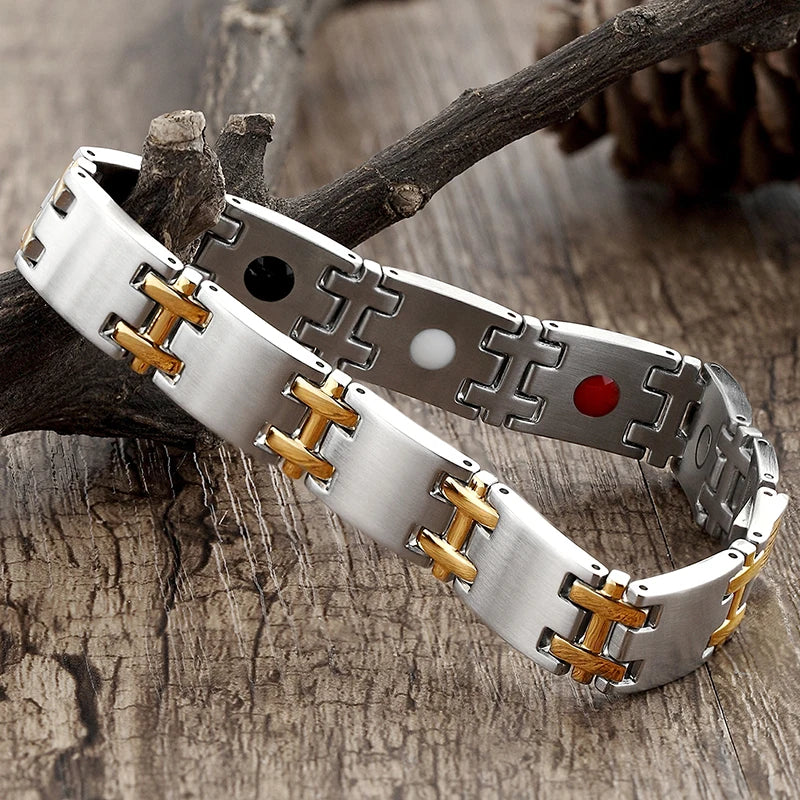 Magnetic Bangle Men's Woman 316L Stainless Steel 4 Health Care Elements Golden Hand Chain For Male Female Festival Hand jewelry