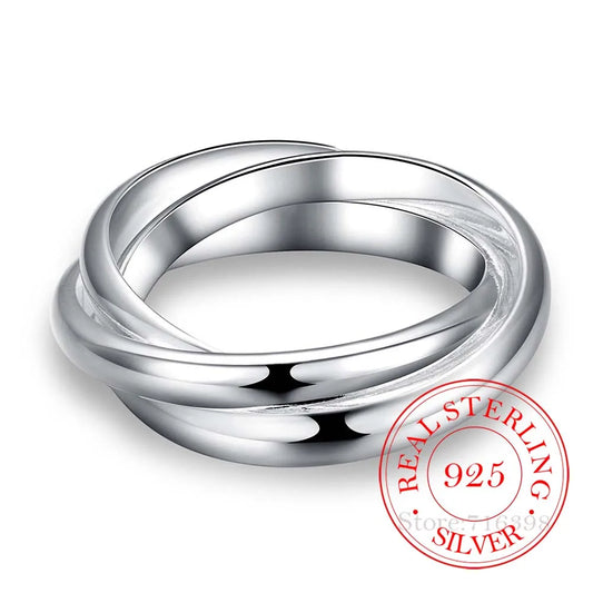 925 Sterling Silver Jewelry Three Circles Couple's Wedding Silver Rings for Women Men New Beautiful Fashion Anel De Prata Bijoux