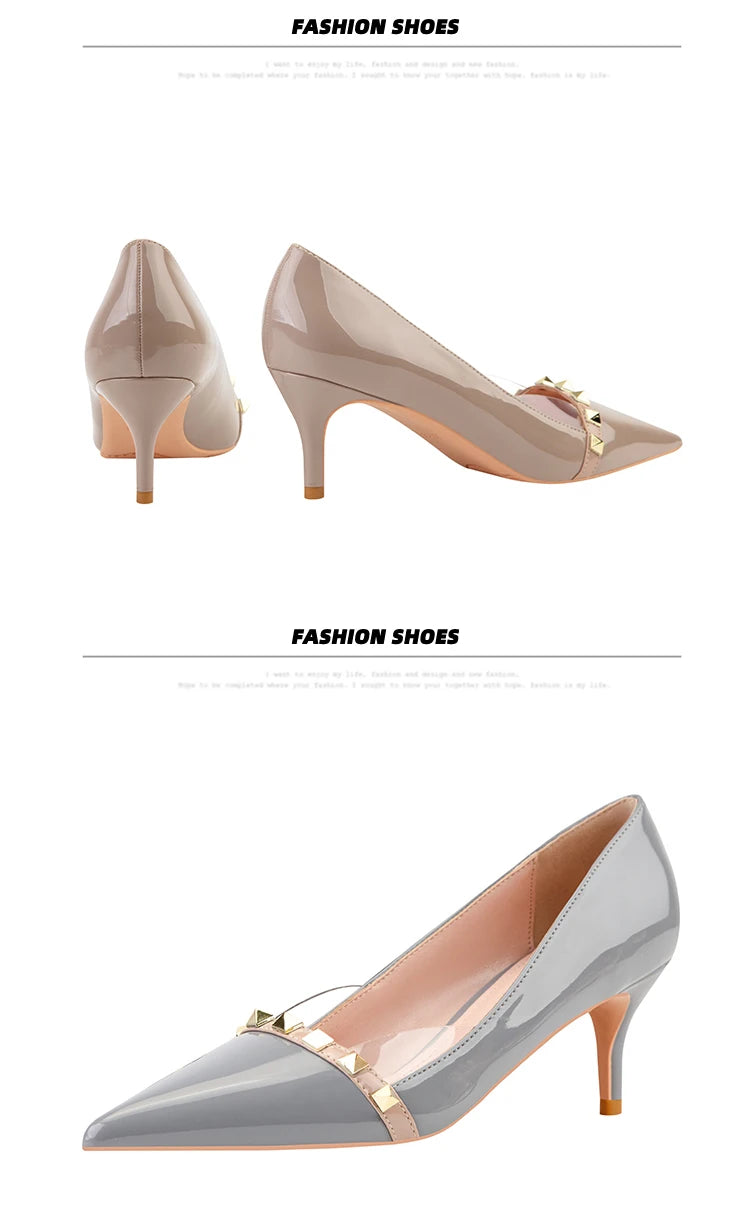 NEW Shoes Women 2025 Summer High Heels Basic Office ladies Shoe Rivet Pumps Sexy Female Heels Fashion Retro Zapatos De Mujer