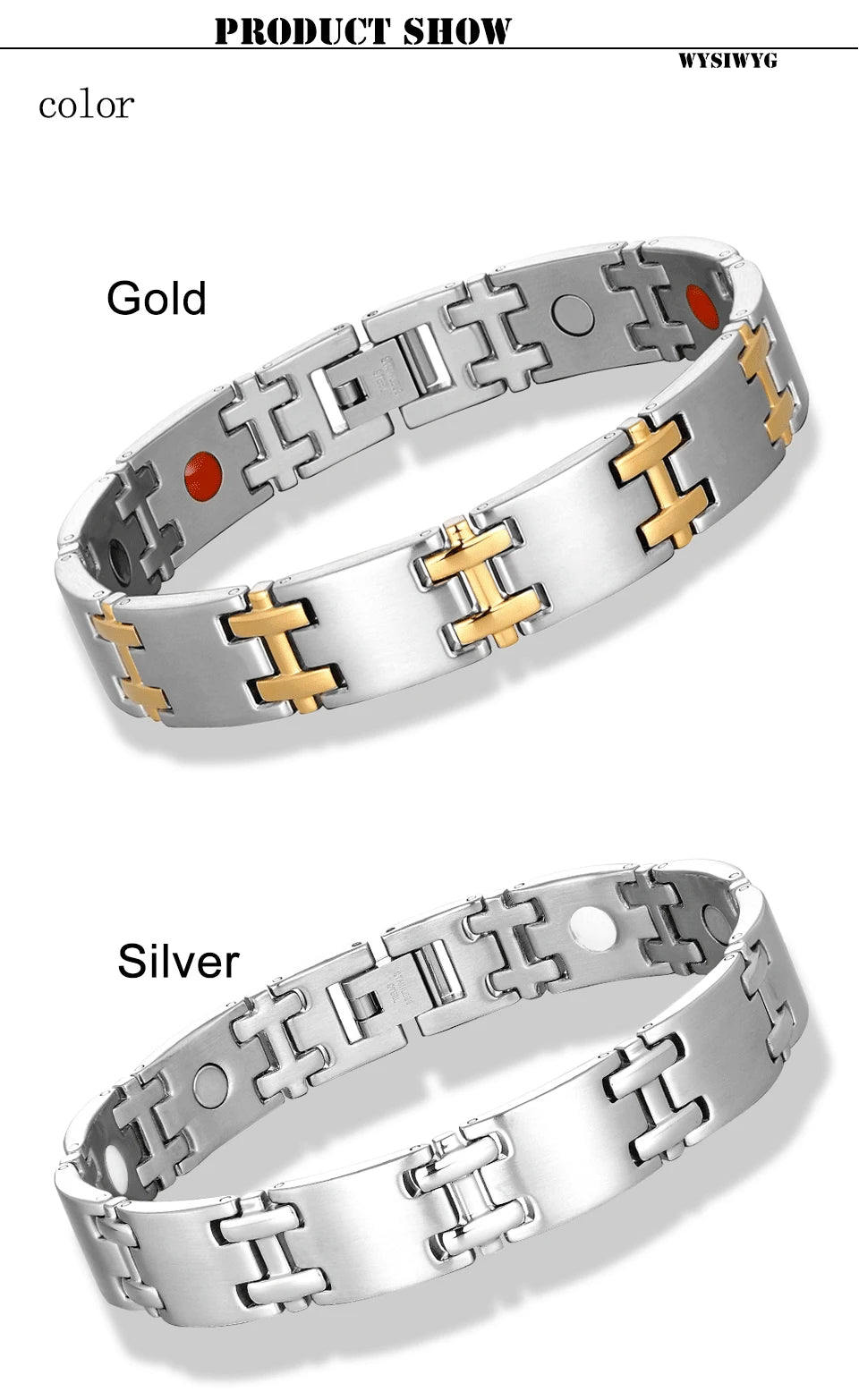 Magnetic Bangle Men's Woman 316L Stainless Steel 4 Health Care Elements Golden Hand Chain For Male Female Festival Hand jewelry