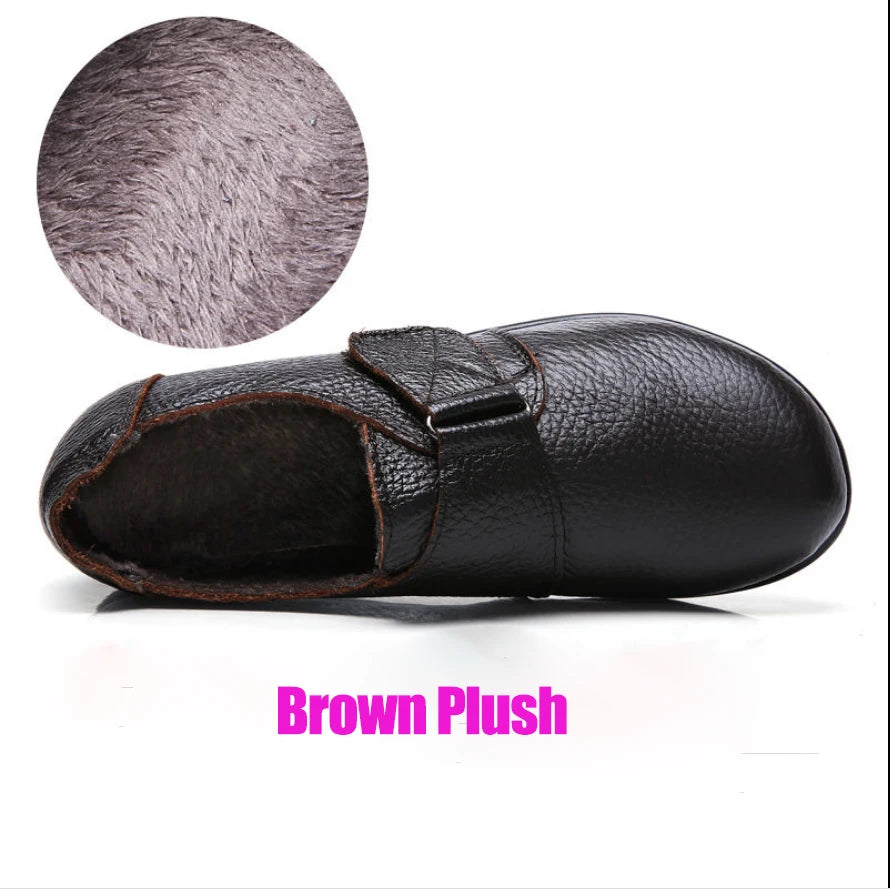 Brand Shoes for Women 2025 Spring Wedge Loafers Female Black Genuine Leather Flats ladies Office Nurse Shoes Mom Casual Sneakers