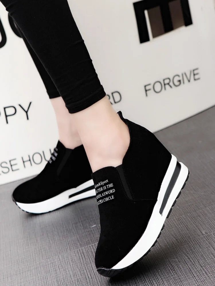 Arrival Women Shoes Wedge Increase Shoes Black Shoes Women Sneakers Leisure Platform  Breathable Zapatos De Mujer