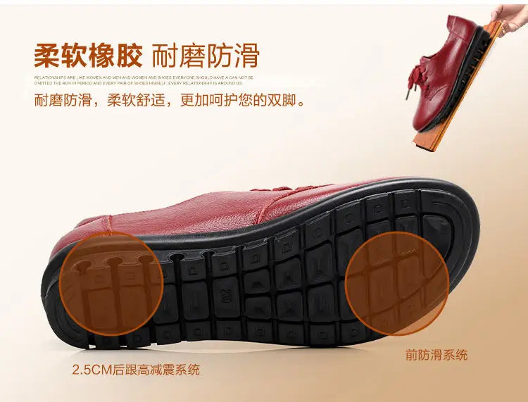 Brand Shoes for Women 2025 Spring Wedge Loafers Female Black Genuine Leather Flats ladies Office Nurse Shoes Mom Casual Sneakers